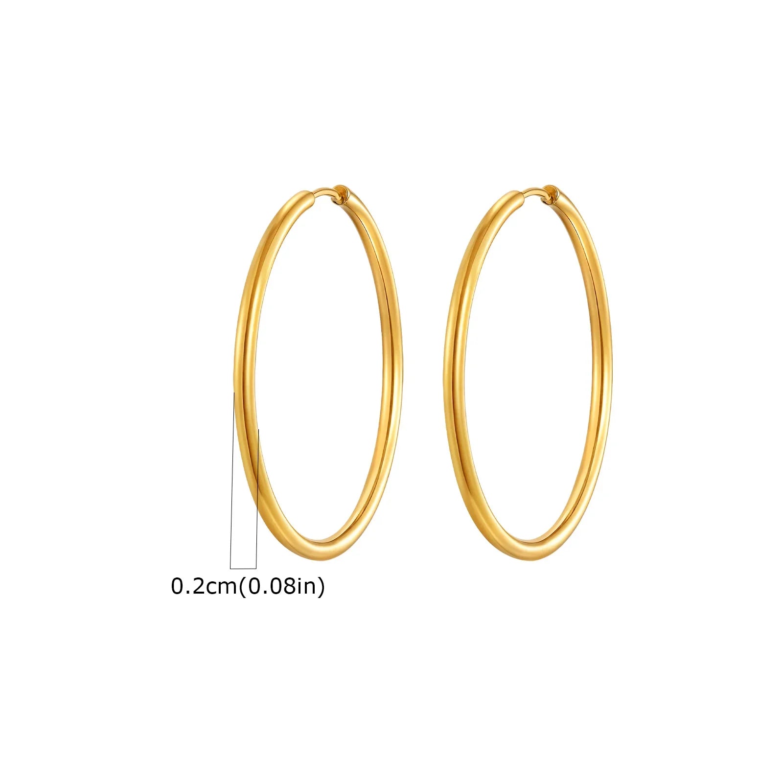 1Pair Round Hoop Earrings for Women Men | Gold Plated Stainless Steel Hypoallergenic Piercing Jewelry
