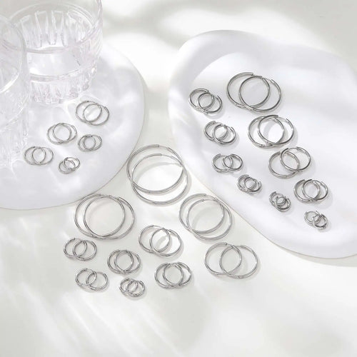 1Pair Round Hoop Earrings for Women Men | Gold Plated Stainless Steel Hypoallergenic Piercing Jewelry