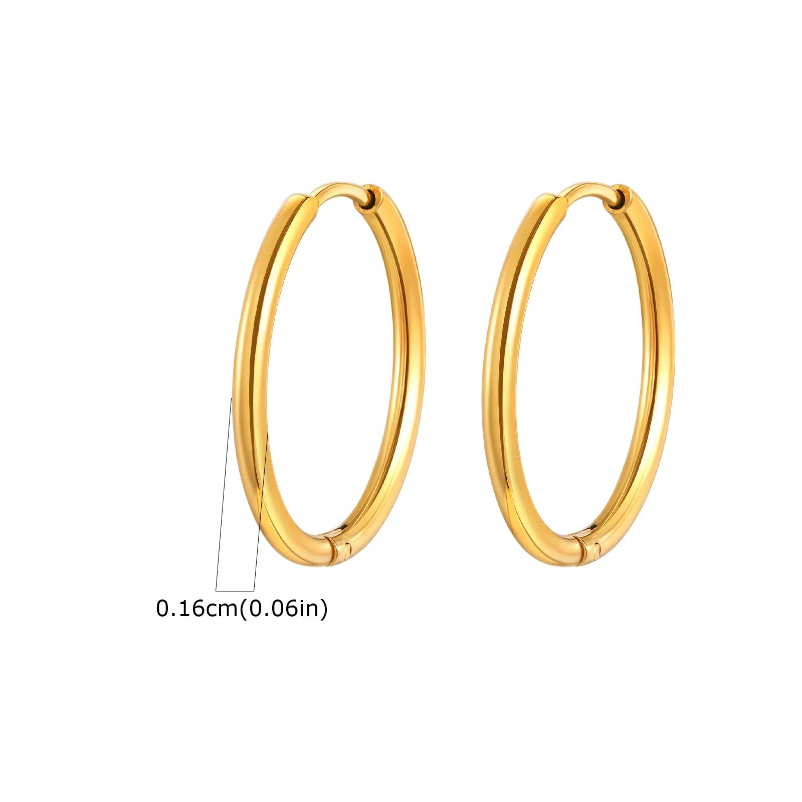 1Pair Round Hoop Earrings for Women Men | Gold Plated Stainless Steel Hypoallergenic Piercing Jewelry